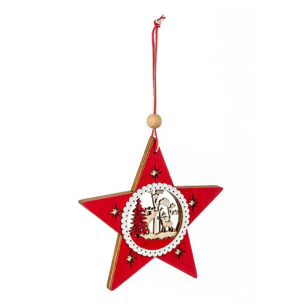 Suspension noël bois étoile ajourée d20