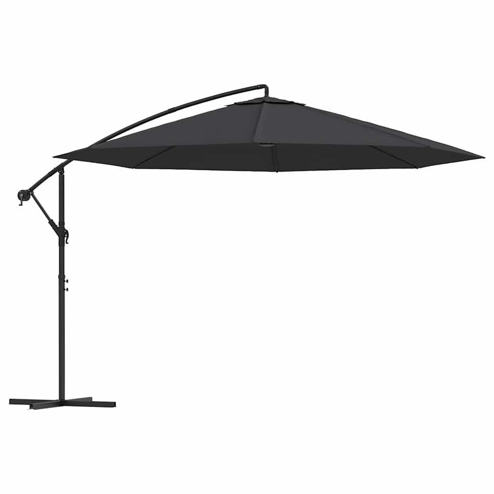 Parasol de jardin en porte-à-faux avec mât en acier noir