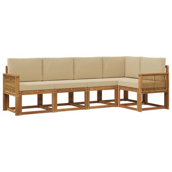 Ensemble de canapés d'extérieur 5 pc naturel et beige polyester