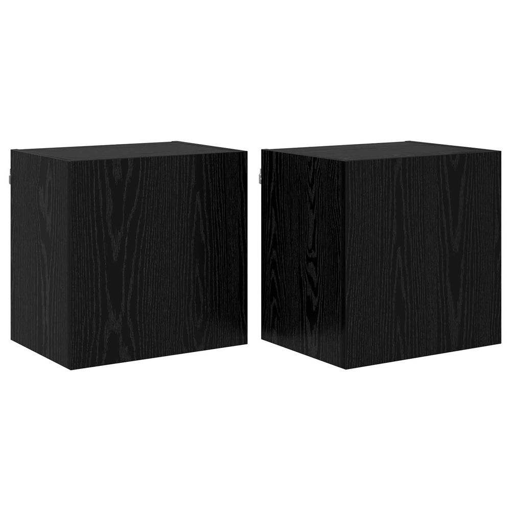 Meubles tv muraux 2 pc chêne noir bois d'ingénierie