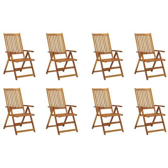 Chaises pliables de jardin avec coussins lot de 8 bois d'acacia