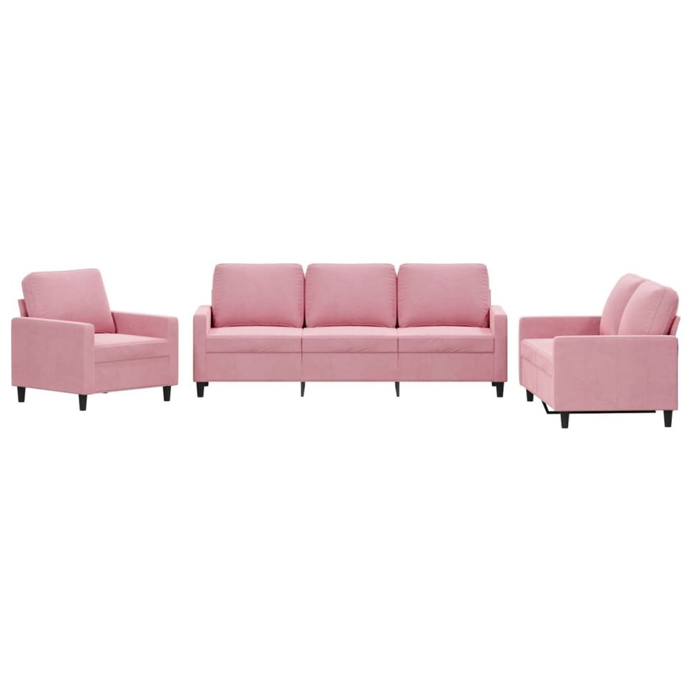 Ensemble de canapés 3 pcs avec coussins rose velours