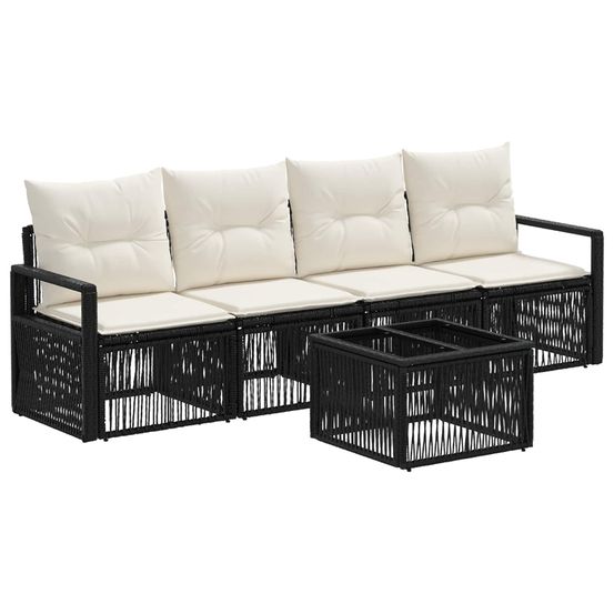 Ensemble de canapé de jardin 5 pc noir polyrotin