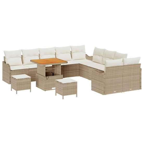 Ensemble de canapé de jardin avec coussin 13 pcs beige et crème