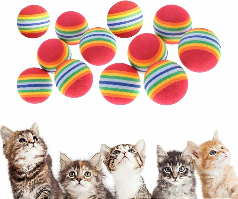 12 balles jouets pour chat arc-en-ciel