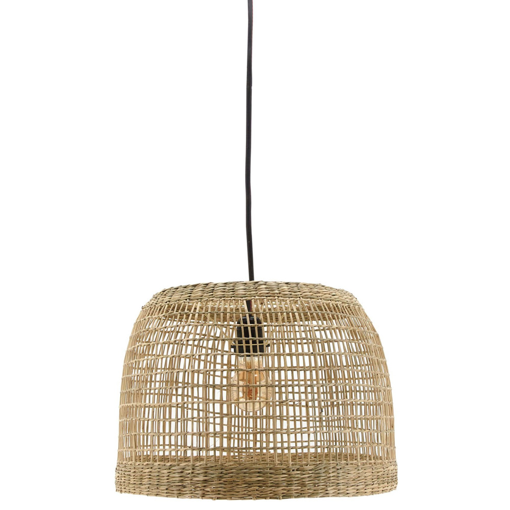 Abat-jour pour suspension rond en jonc naturel ajouré diamètre 38cm