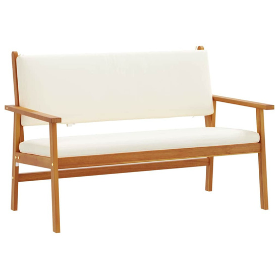 Banc de jardin avec coussin blanc crème bois d'acacia massif