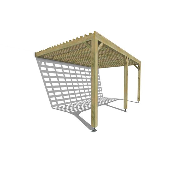 Pergola bois • 5m x 3m • adossée • sens profondeur • lattage bois • livraison comprise