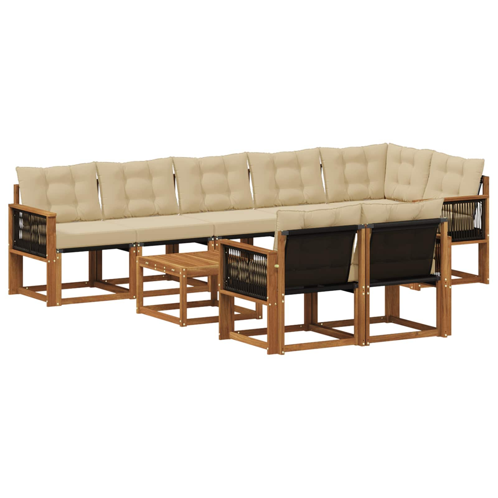 Ensemble de canapés d'extérieur 9 pcs naturel et beige