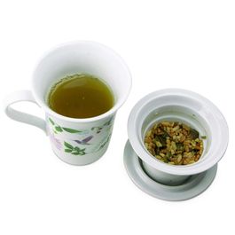 Tisanière fleurie porcelaine 250 ml tisane cranberry et citron vert bio Tisanière fleurie porcelaine 250 ml tisane cranberry et citron vert bio