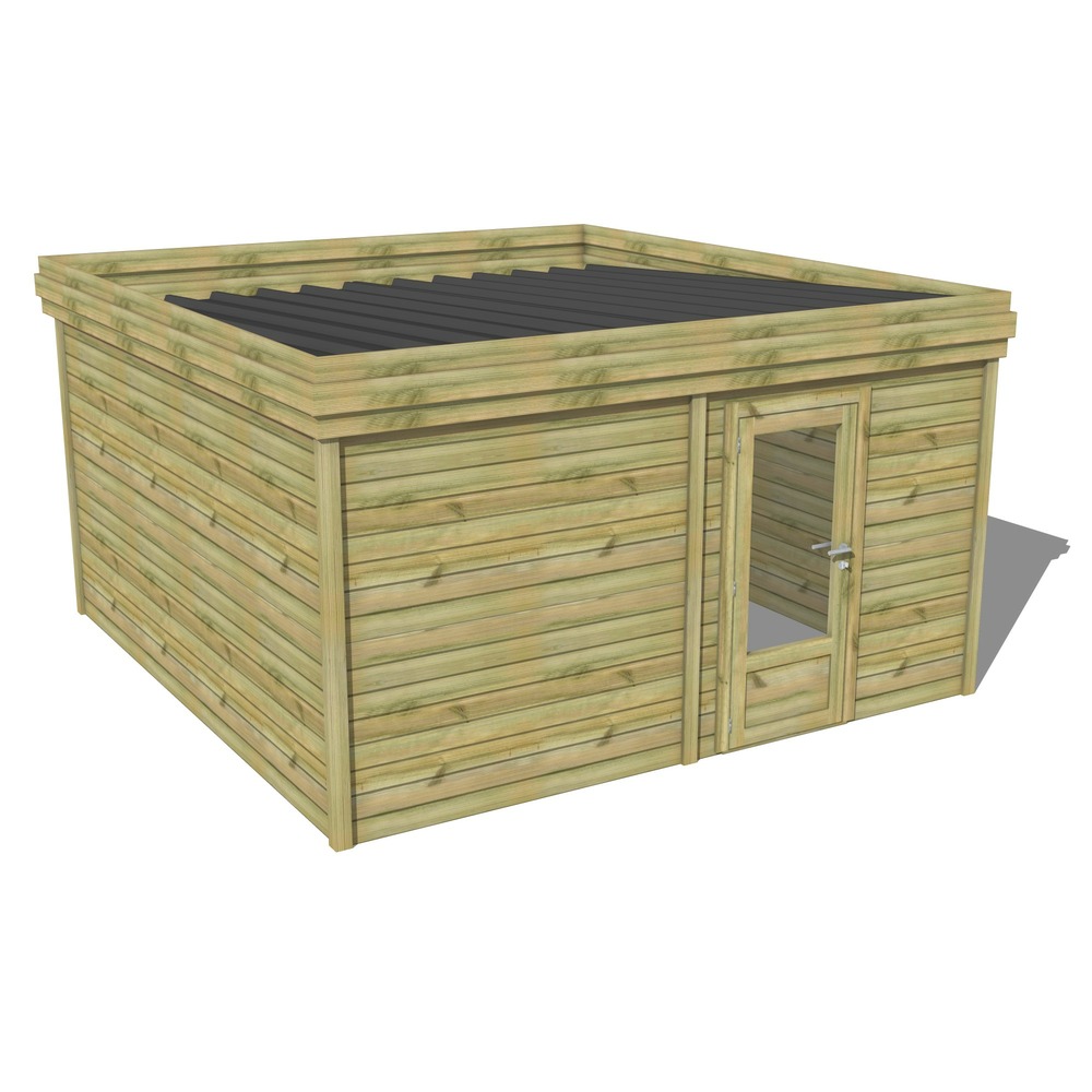 Abri de jardin bois pin traité autoclave 27mm - 5,19x4,34m / 23m2 - bac acier - abri français