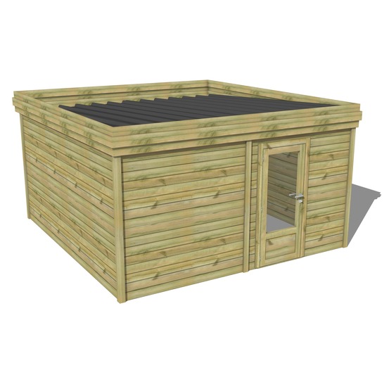 Abri de jardin bois pin traité autoclave 27mm - 5,19x4,34m / 23m2 - bac acier - abri français