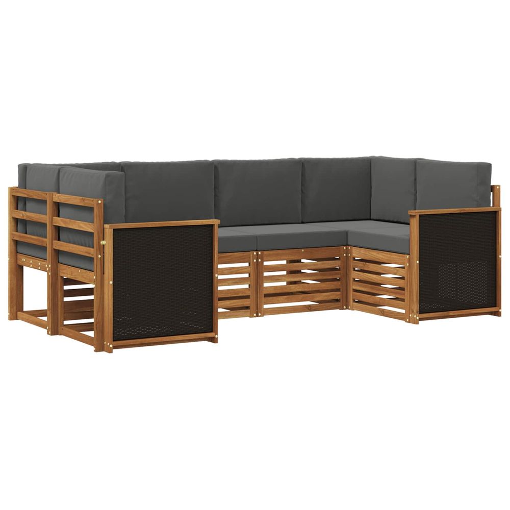 Ensemble de canapés d'extérieur 5 pc naturel et anthracite