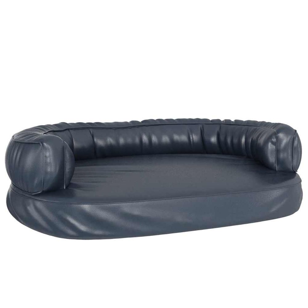 Lit pour chien ergonomique mousse bleu foncé 88x65cm similicuir
