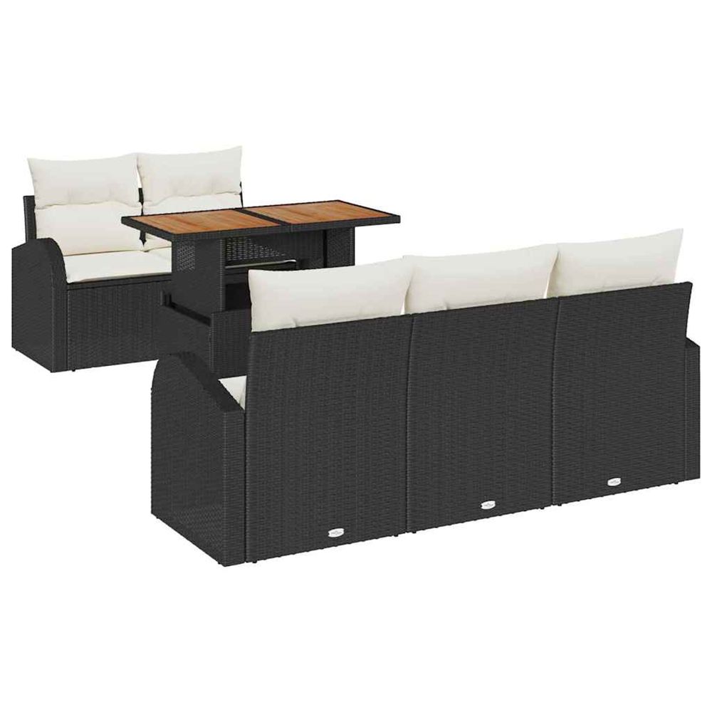 Ensemble de canapé de jardin 6 pc noir poly rotin