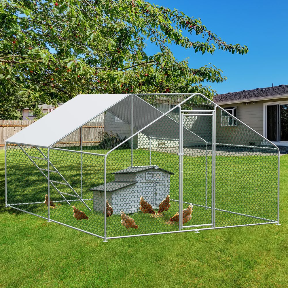 Enclos poulailler 12m² métal volailles lapins sécurité extérieure toit imperméable 3x4x2m