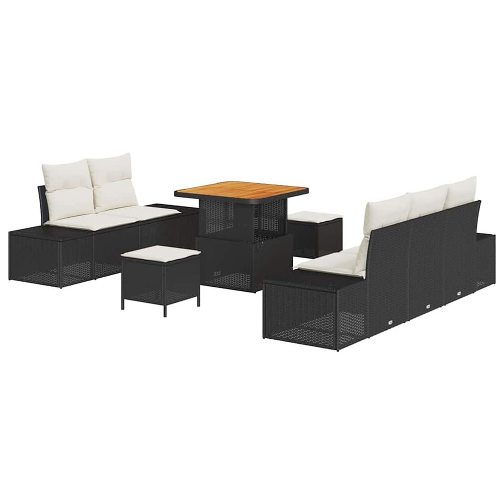 Ensemble de canapé de jardin 8 pc noir polyrotin