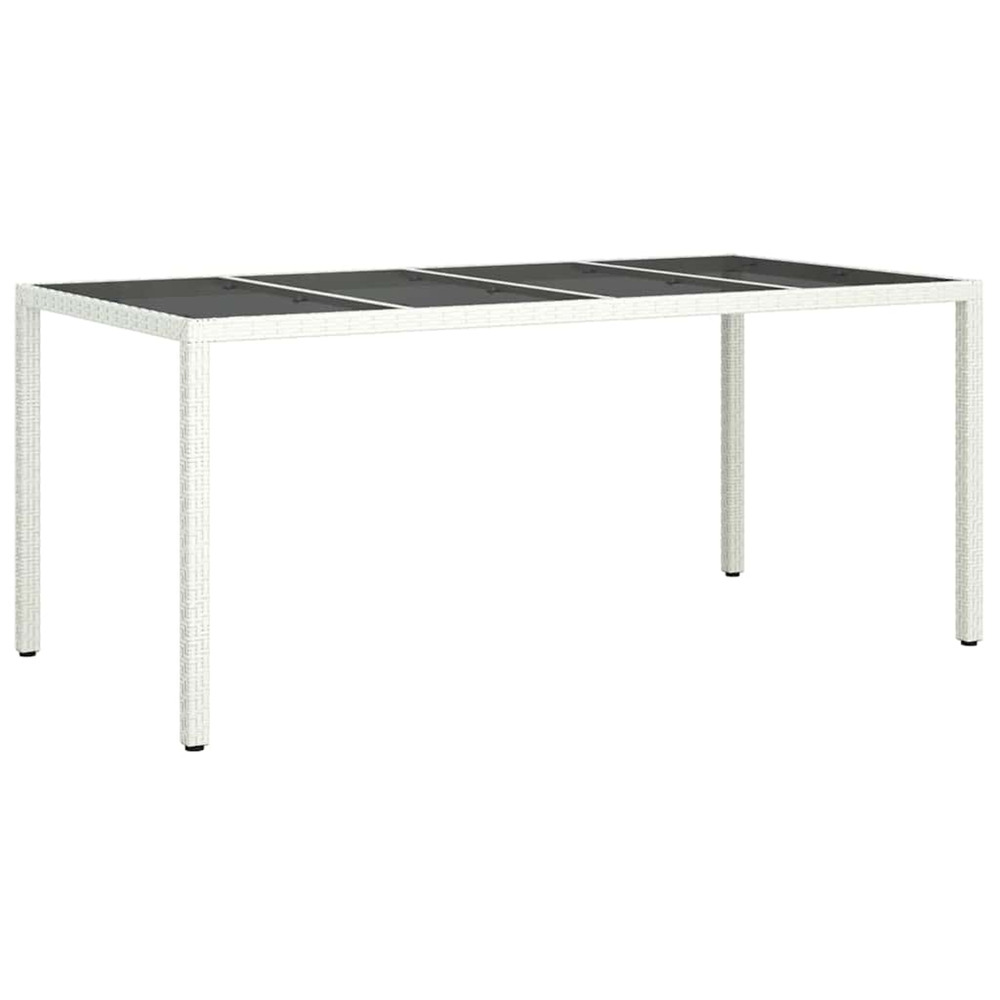 Table de jardin pour repas blanc 190 x 90 x 75 cm polyrotin