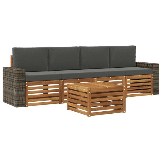 Ensemble de canapés d'extérieur 5 pc naturel et anthracite