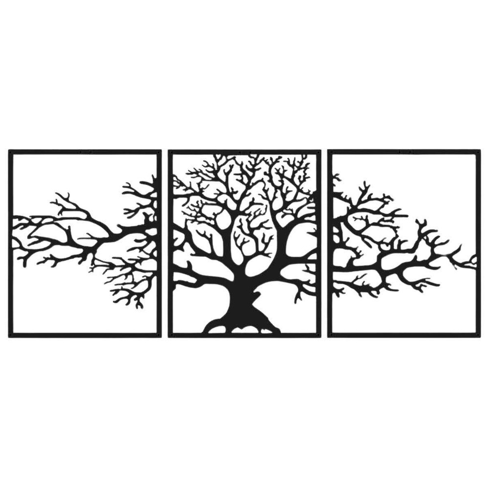 Décoration murale en métal en 3 parties arbre