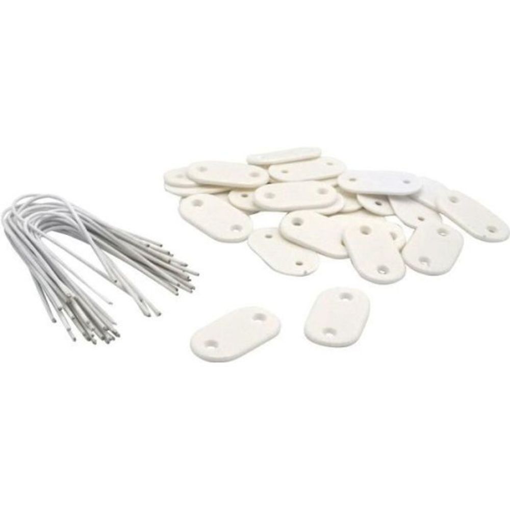 Set de 26 fixations pour mailles - - blanc - attache + brin 14 cm fil de fer plastifié