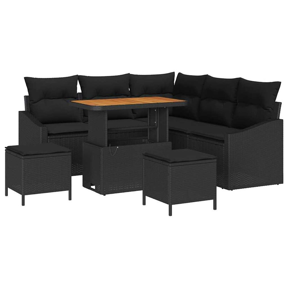 Ensemble de canapé de jardin 8 pc 7-nombre de places noir