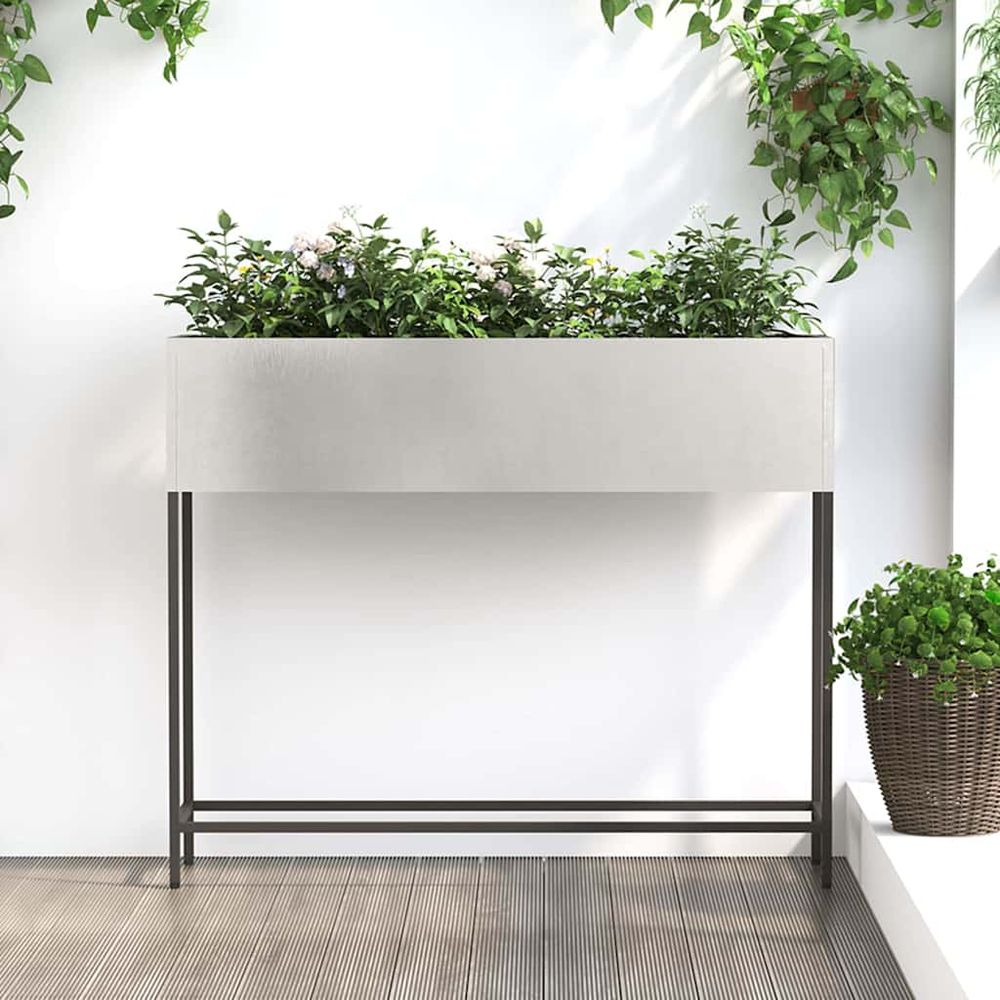 Potager sur pieds inox pour terrasse et balcon 100x26x82 cm argent