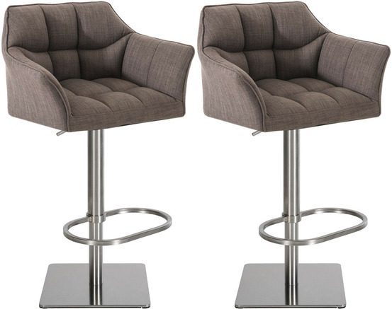 Lot de 2 tabourets de bar damaso tissu inox
