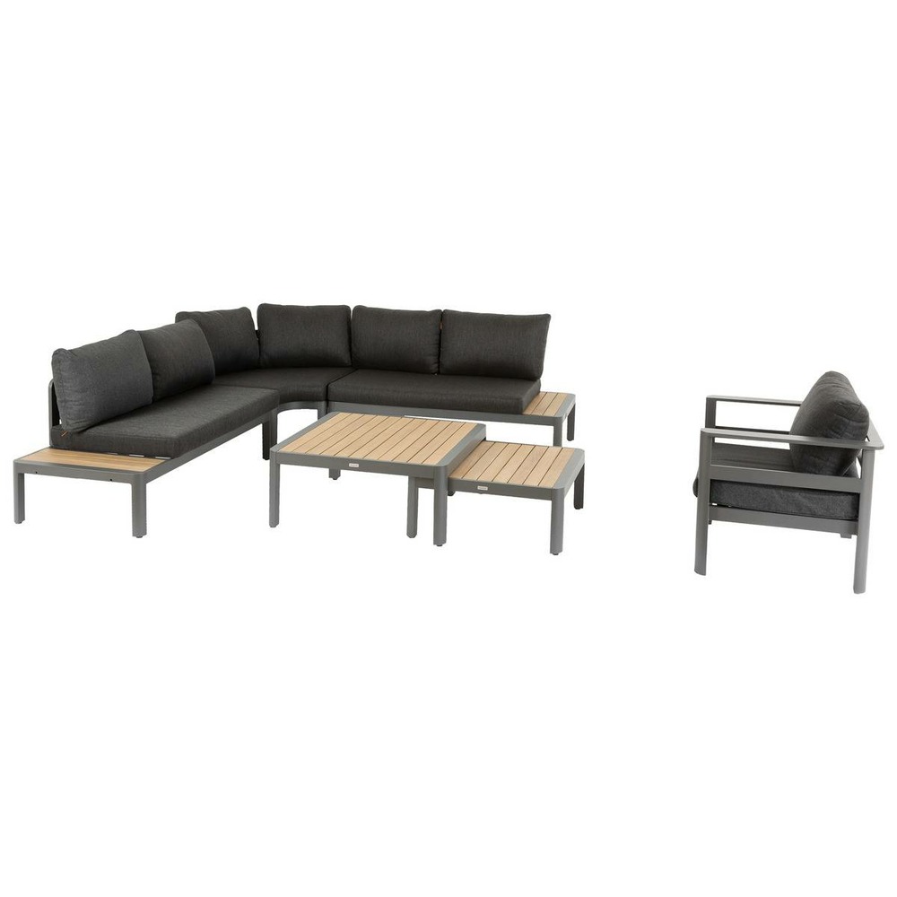 Salon d'angle de jardin paradize 6 places graphite