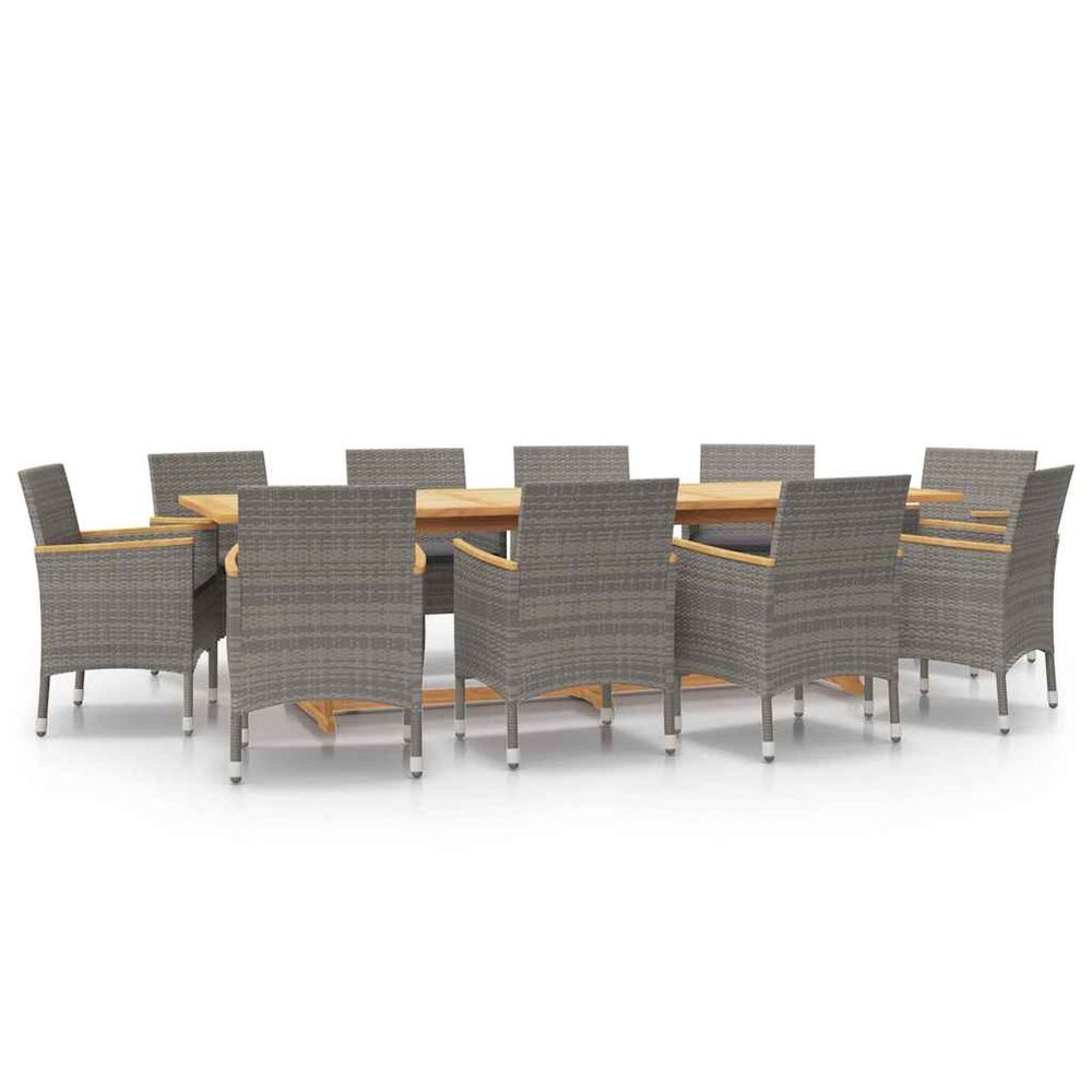 Ensemble à manger de jardin 11 pcs avec coussins gris