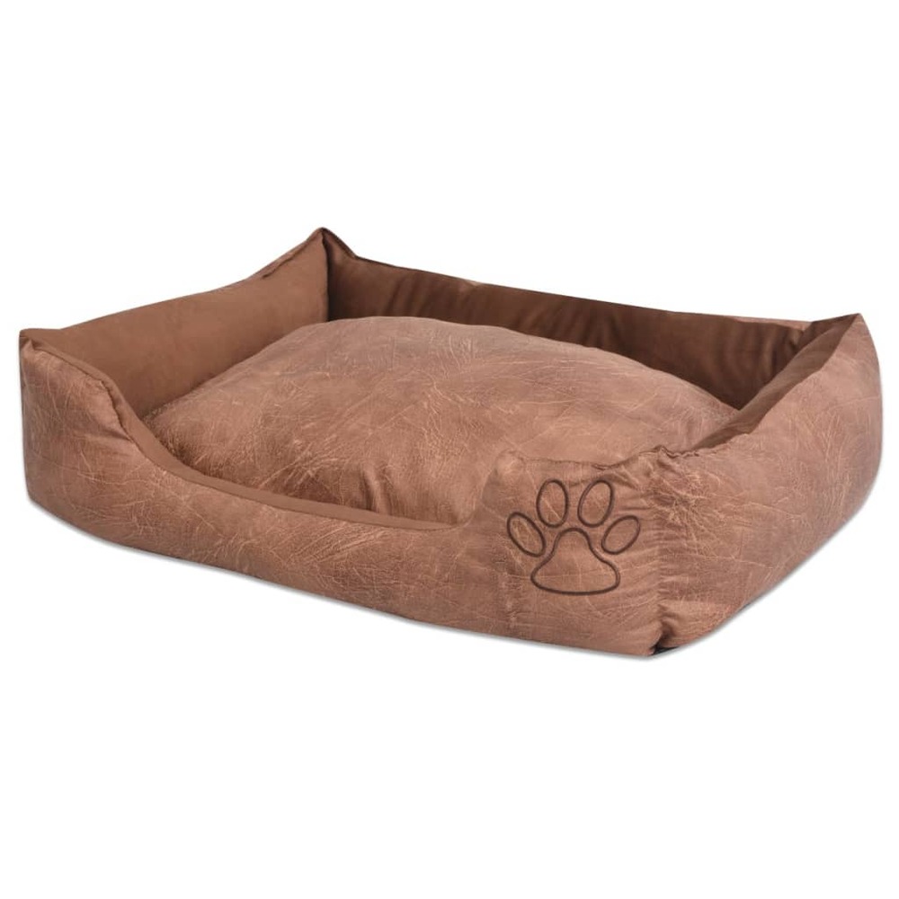 Lit pour chiens avec coussin cuir artificiel pu 65 cm beige