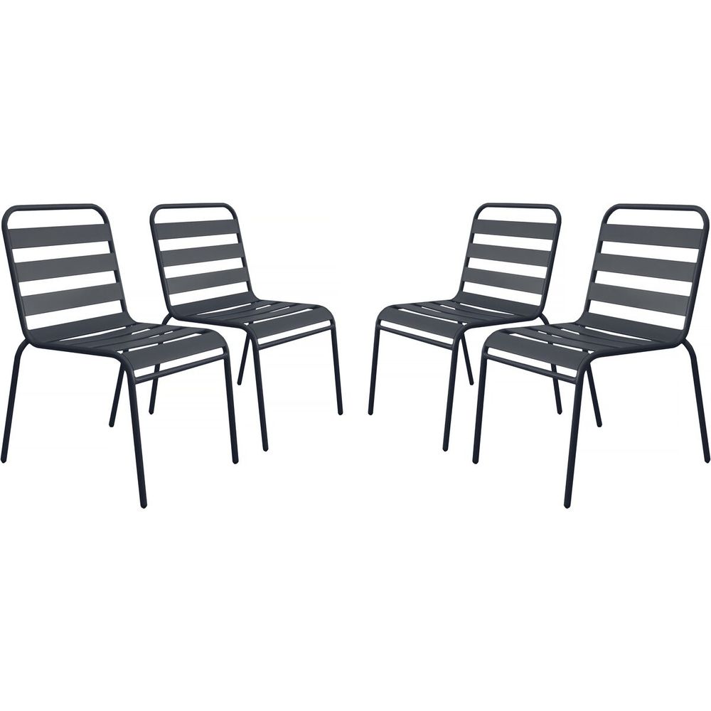 Lot de 4 chaises de jardin en métal empilables 