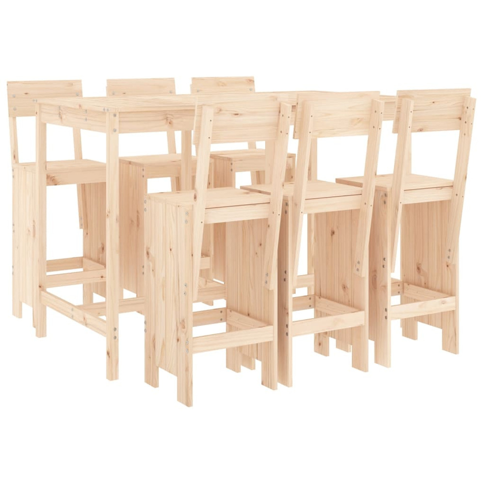 Ensemble de bar de jardin 7 pcs bois de pin massif