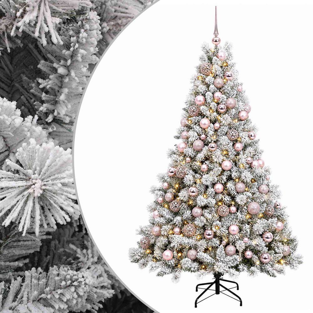 Arbre de noël artificiel avec boule 240 cm 300 led blanc chaud