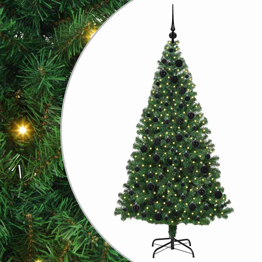 Sapin de noël artificiel vert 180 cm pvc, acier et plastique