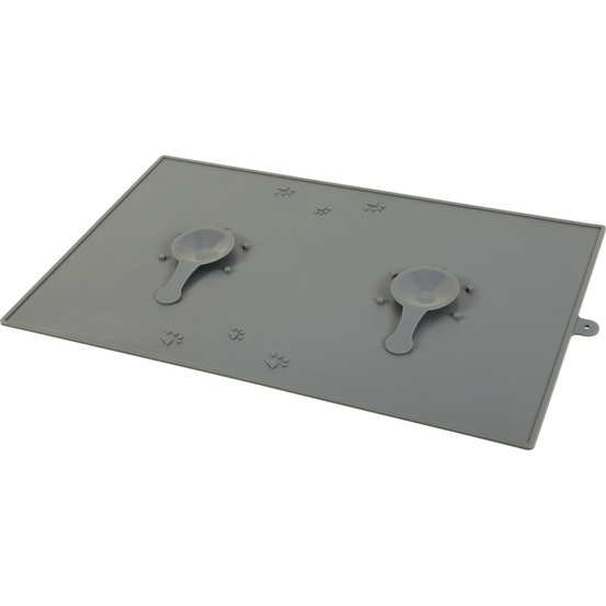 Tapis écuelle silicone ventouse 48 x 30 cm gris pour chien