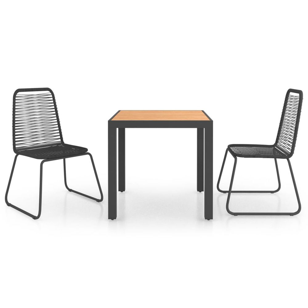 Salon de jardin 3 pcs Rotin PVC Noir