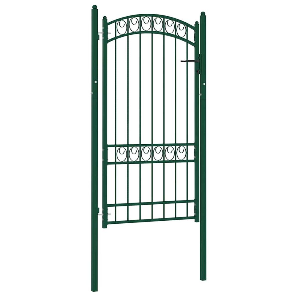 Portail de clôture emmen avec arc en haut, acier, 100 x 123,5 cm, vert
