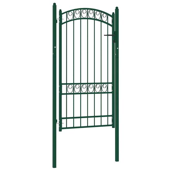 Portail de clôture emmen avec arc en haut, acier, 100 x 123,5 cm, vert