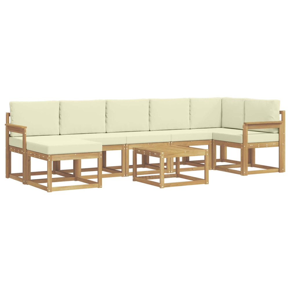 Ensemble de canapés d'extérieur 8 pcs blanc et crème polyester