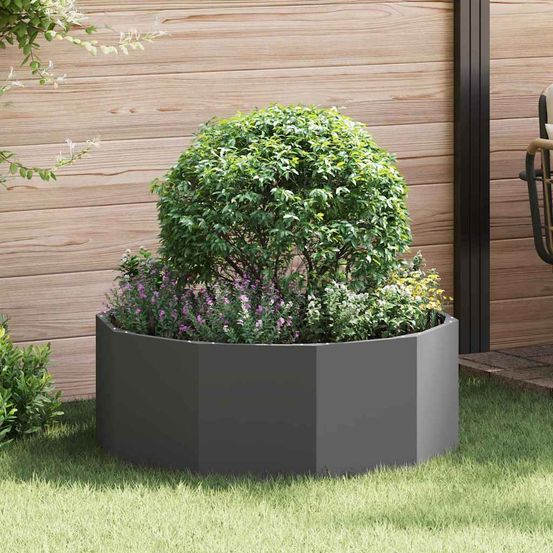 Jardinière ronde acier pour jardin et balcon noir 90x90x35 cm