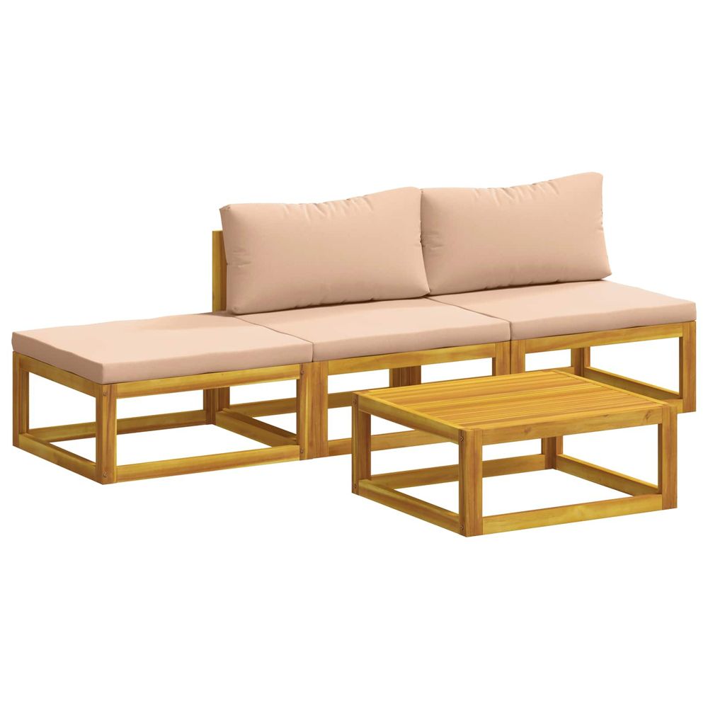 Ensemble de canapés 4 pc naturel bois d'acacia massif