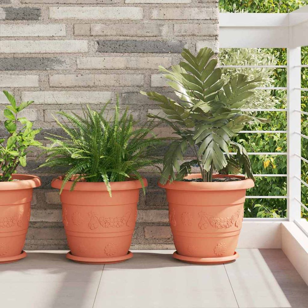 Lot de 24 soucoupes pot de fleur plastique intérieur extérieur rondes ø 23,5 cm rouge brique