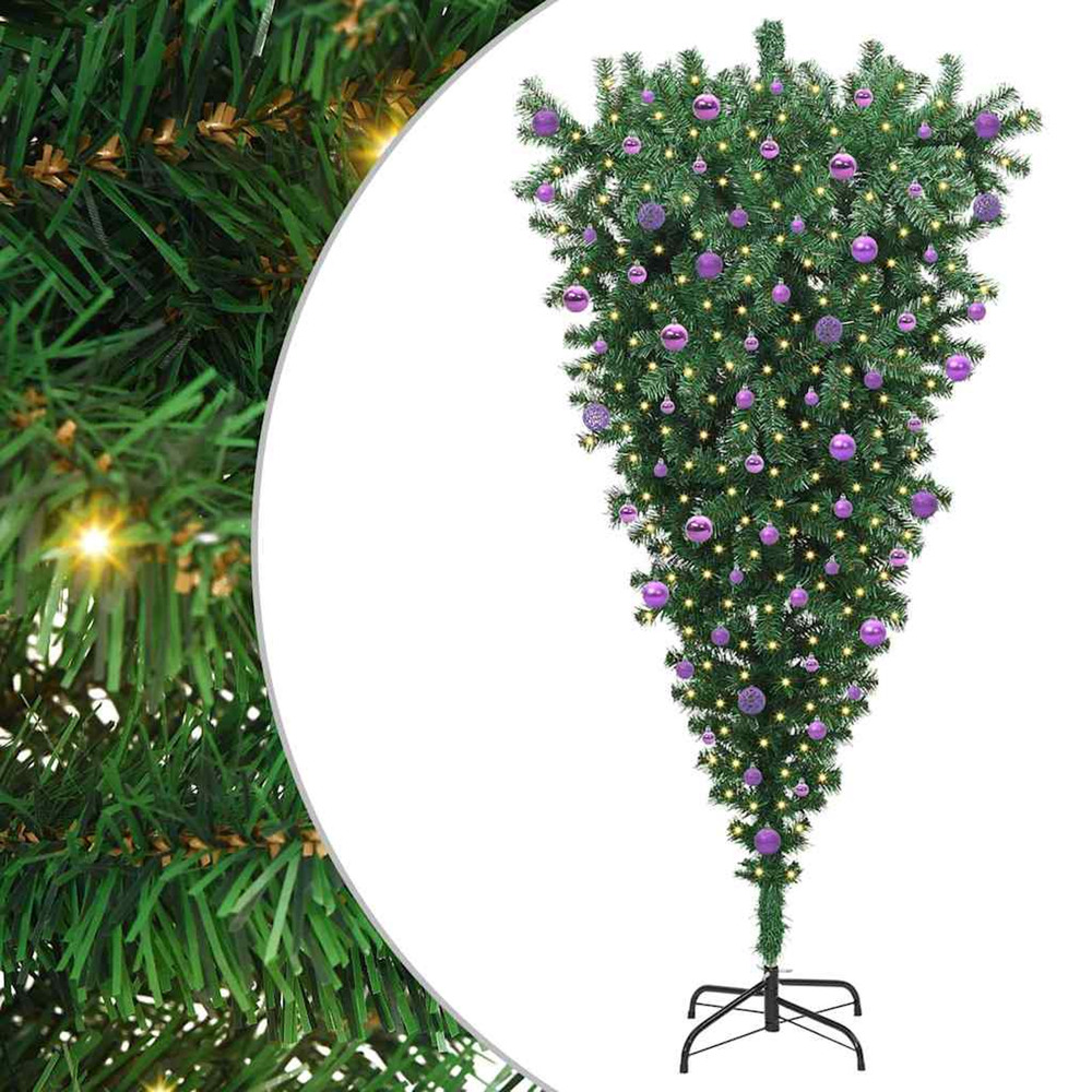 Arbre de noël artificiel pré-éclairé à l'envers avec ensemble de boules