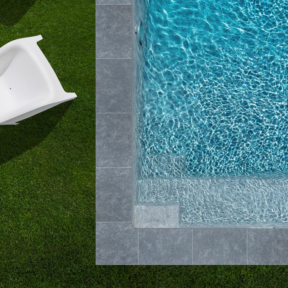 Kit complet | margelles pour piscine 6x3m en pierre egypte gris (+ colle, joint, hydrofuge . . . )