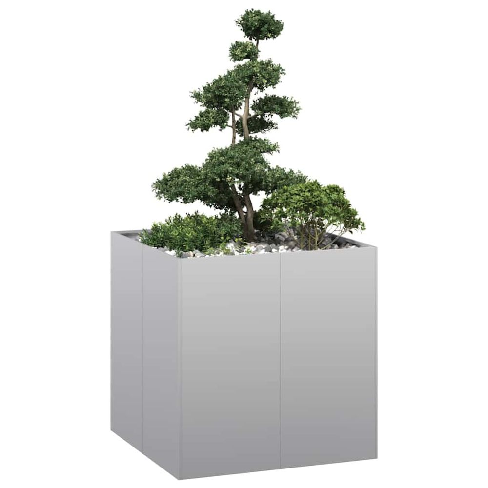 Jardinière cubique en acier galvanisé pour extérieur 80x80x80 cm