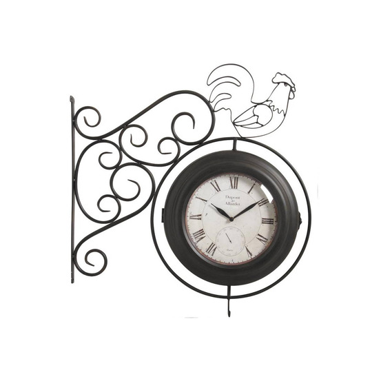 Horloge murale coq double face