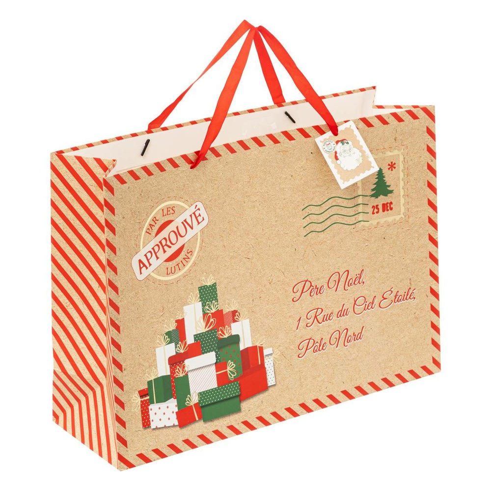 Sac cadeau imprimé grande taille cher père noël