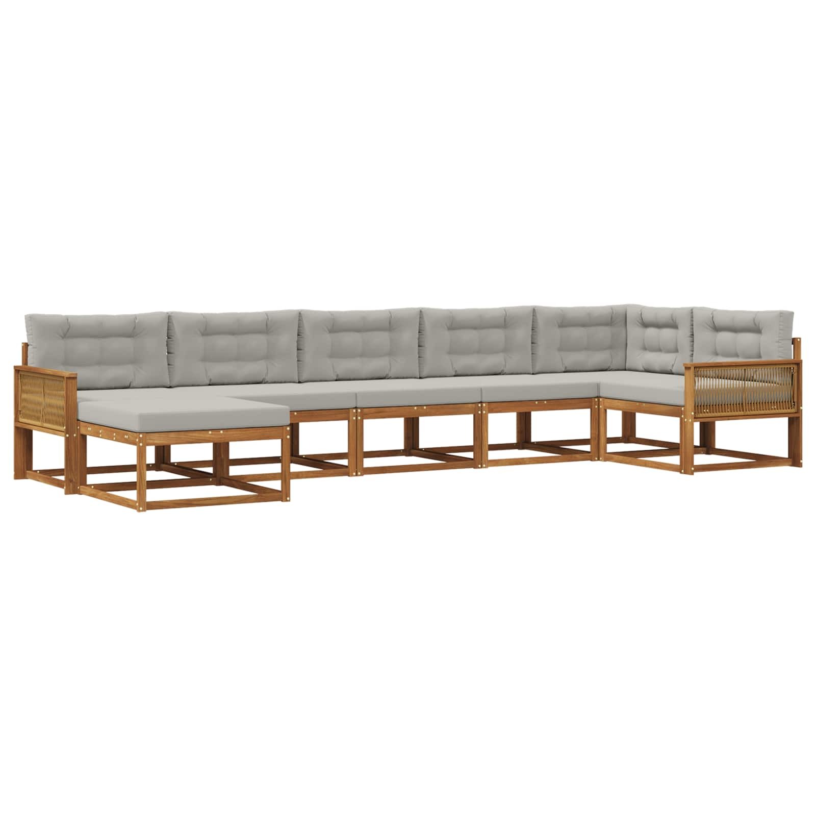 Ensemble de canapés d'extérieur 7 pcs naturel et gris clair