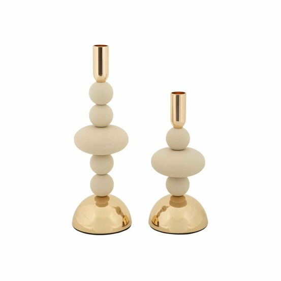 Bougeoir en métal galaxy (lot de 2) crème et doré